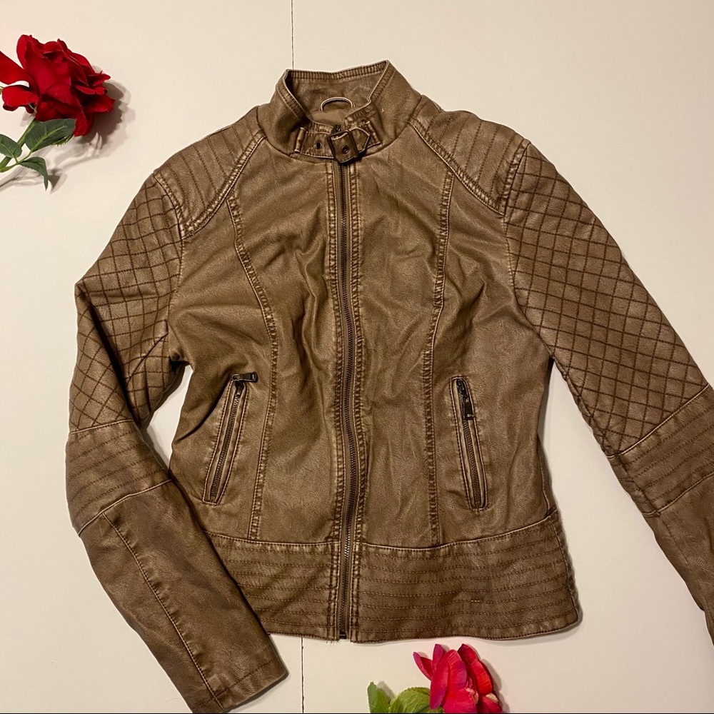 Cat Walk Studio Brown Vegan Leather Jacket Medium
